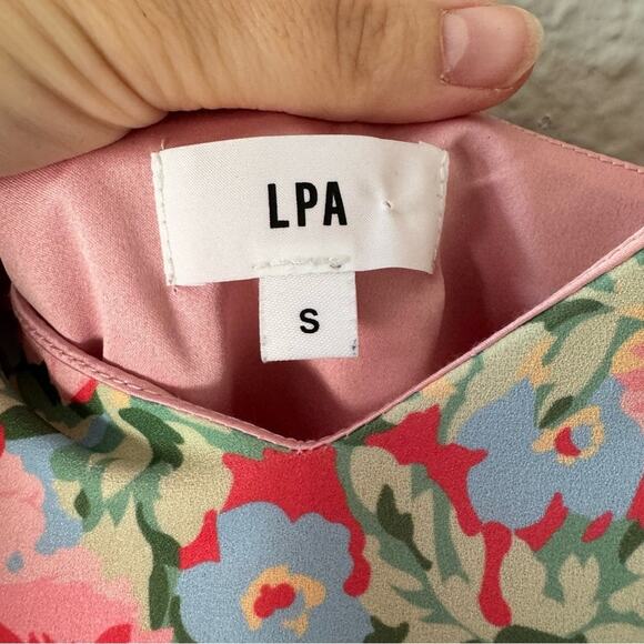 LPA Multi Ruffle Mini Dress Pink Blooms Size Small - Picture 5 of 7